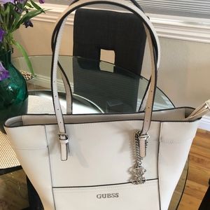 Guess gray leather tote purse